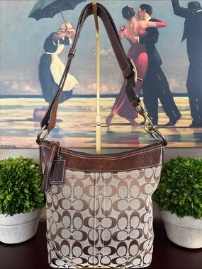 COACH F06M-10403 SIGNATURE MONOGRAM CANVAS MEDIUM CONVERTIBLE DUFFLE BAG 🌟EUC🌟
